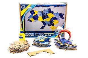 Мапа України 60906 двошарова дерев'яна, настінна, синьо-жовта р.60x90 см PuzzleOK Дер6090 фото